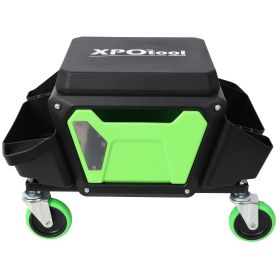 Heavy Duty Mechanic Stool With 330lbs Load Capability, Garage Stool With Wheels, Rolling Creeper With Soft Rubber Cushion Seating For Auto Repair (Option: Green)