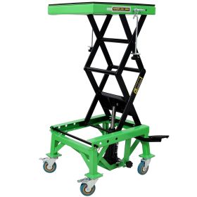 350 Lbs Hydraulic Motorcycle Scissor Jack Lift Foot Step Wheels For Small Dirt Bikes,ATV Dirt Bike Scissor Stand With 4 Wheels,Green (Option: BlackGreen)