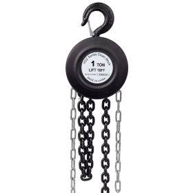 Chain Hoist 2200lbs 1T Capacity 10ft WIth 2 Heavy Duty Hooks,Manual Chain Hoist Steel Construction,black (Option: Black)