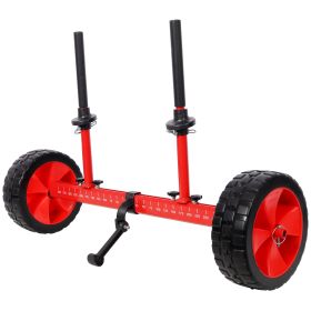 Sit On Top Kayak Cart, Heavy-Duty Plug-in Kayak Cart Dolly With 10 Inch Airless Wheels,Width Adjustable,Red (Option: Red)