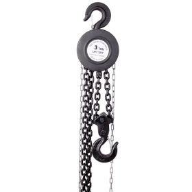 Chain Hoist 6600lbs 3T Capacity 10ft WIth 2 Heavy Duty Hooks,Manual Chain Hoist Steel Construction,Black (Option: Black)
