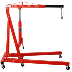 2 Ton Folding Engine Hoist Cherry Picker Shop Crane Hoist Lift, Heavy Duty Steel With 6 Iron Caster Wheels Red (Option: Red)