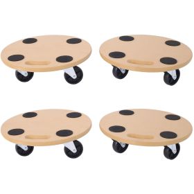 Furniture Moving Dolly, Heavy Duty Wood Rolling Mover With Wheels For Piano Couch Fridge Heavy Items, Securely Holds 500 Lbs -4pcs 15 Round Platf (Option: Natural)