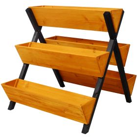 3 Tiers Wooden Vertical Raised Garden Bed With Legs,Brown Planter Raised Beds Kit For Flowers Herbs Vegetables (Option: Brown)