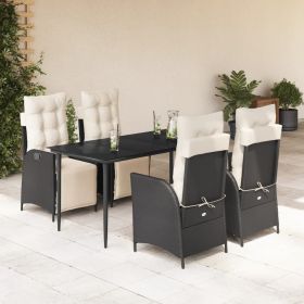 Garden Dining Set Black, Cream White (Color: Black)