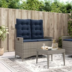 Reclining Garden Bench Grey, Navy Blue (Color: Gray)