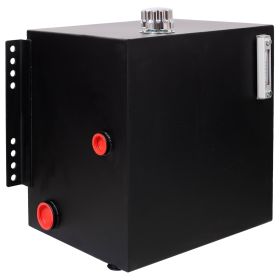 25 Gallon 12 Gauge Steel Hydraulic Fluid Reservoir Tank With Inlet 2 FNPT And Outlet 1-1 4 FNPT,Side Vertical-Mount, With Temp And Sight Gauge, B (Option: Black)