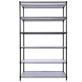 6 Tier 6000lbs Capacity NSF Metal Shelf Wire Shelving Unit, Heavy Duty Adjustable Storage Rack With Wheels  Shelf Liners For Commercial Grade Uti (Option: Black)
