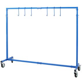 Adjustable Height Paint Hanger Drying Rack,Mobile Auto Body Shop Painting Stand With 6 Hanging Hooks,Blue (Option: Blue)