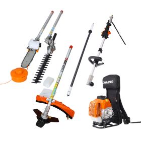 Backpack 4 In 1 Multi-Functional Trimming Tool, 52CC 2-Cycle Garden Tool System With Gas Pole Saw, Hedge Trimmer, Grass Trimmer, And Brush Cutter (Option: Orange)