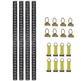 8ft E Track Tie-Down Rail Kit,Indoor E Track 8' 4 Pack For Garages, Vans, Trailers, Motorcycle Tie Downs, ATV Mountings, 8 X Steel O-Ring Anchors (Option: Black)