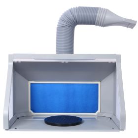 Portable Airbrush Paint Spray Booth Kit Pro Paint Set With Turn Table Powerful Fan For Toy Model Parts  LED Spray Booth Hose Dual Fans (Option: Gray)