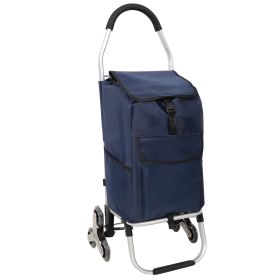 Shopping Stair Trolley With Wheels,Trolley Black Foldable Shopping Cart,Removable Shopping Oxford Waterproof Bag,Stainless Steel Triangular Wheel (Option: Blue)