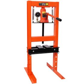 6Ton Bottle Jack Shop Press With Gauge, Bend, Straighten, Or Press Parts, Install Bearings, U-Joints, Bushings, Ball Joints, And Pulleys,Orange (Option: Orange)